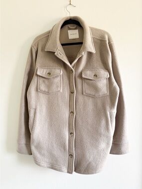 Thread & Supply Neutral Taupe Fleece Shirt Jacket Shacket size Large